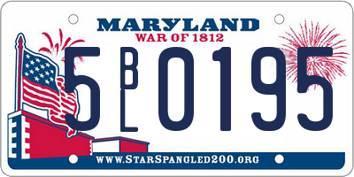 MD license plate 5BL0195