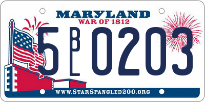 MD license plate 5BL0203