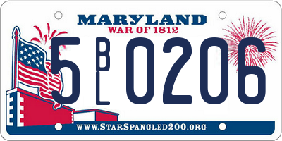 MD license plate 5BL0206