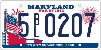 MD license plate 5BL0207