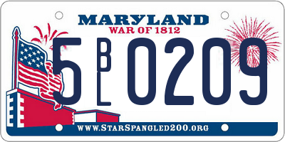 MD license plate 5BL0209