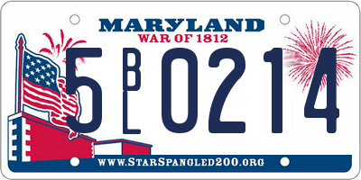 MD license plate 5BL0214