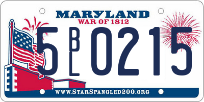 MD license plate 5BL0215