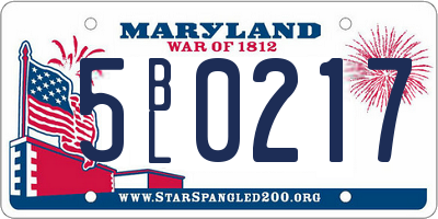 MD license plate 5BL0217
