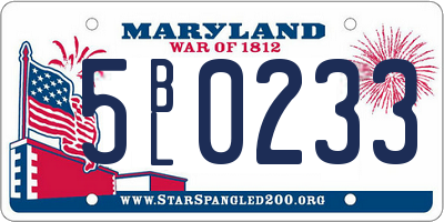 MD license plate 5BL0233
