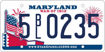 MD license plate 5BL0235