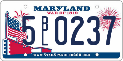 MD license plate 5BL0237