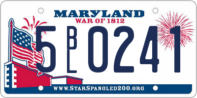 MD license plate 5BL0241