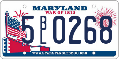 MD license plate 5BL0268