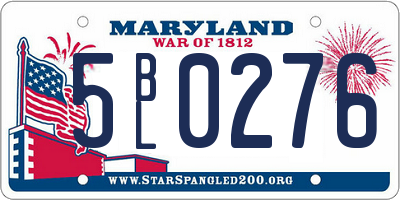 MD license plate 5BL0276