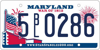 MD license plate 5BL0286