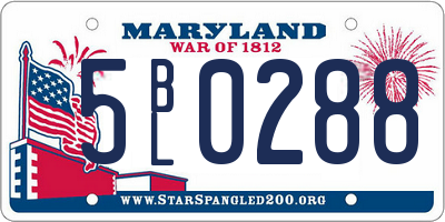 MD license plate 5BL0288