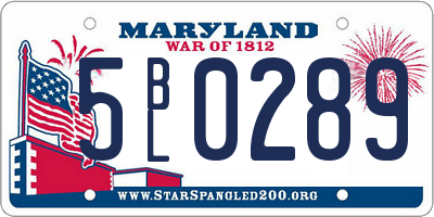 MD license plate 5BL0289
