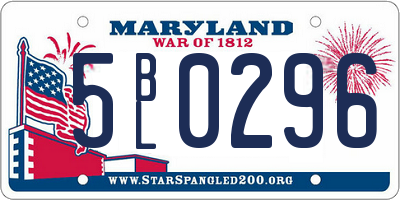 MD license plate 5BL0296
