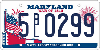 MD license plate 5BL0299