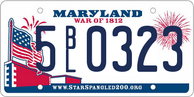 MD license plate 5BL0323