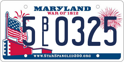 MD license plate 5BL0325
