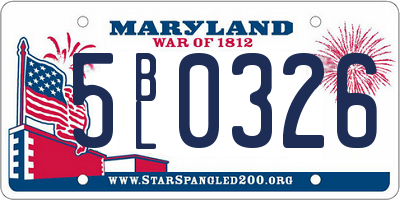 MD license plate 5BL0326