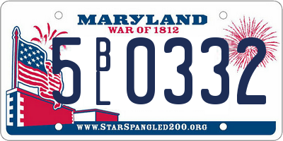 MD license plate 5BL0332
