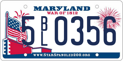 MD license plate 5BL0356