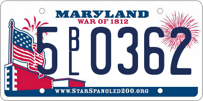 MD license plate 5BL0362