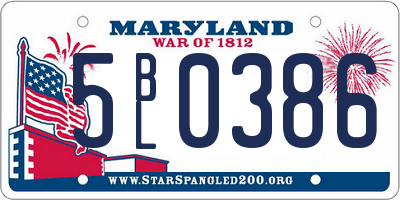 MD license plate 5BL0386