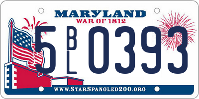 MD license plate 5BL0393