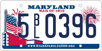 MD license plate 5BL0396