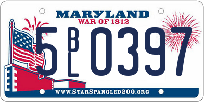 MD license plate 5BL0397