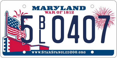 MD license plate 5BL0407