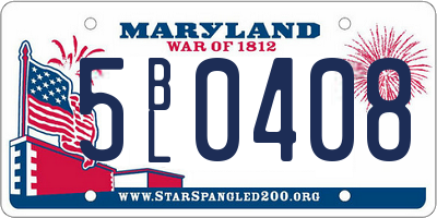 MD license plate 5BL0408