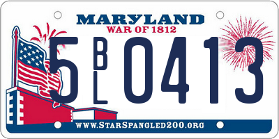MD license plate 5BL0413