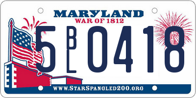 MD license plate 5BL0418