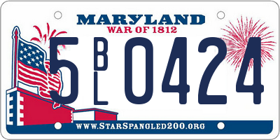 MD license plate 5BL0424