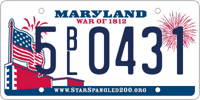 MD license plate 5BL0431