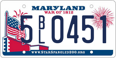 MD license plate 5BL0451