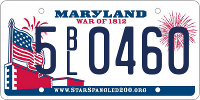 MD license plate 5BL0460