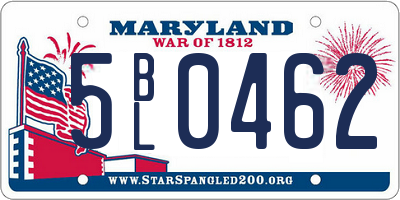 MD license plate 5BL0462