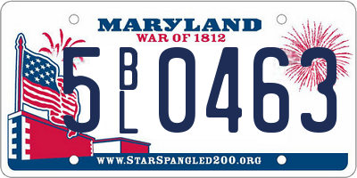 MD license plate 5BL0463