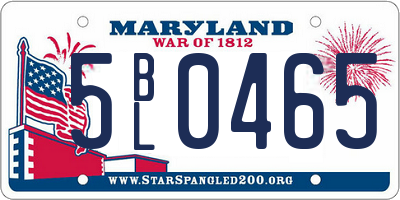 MD license plate 5BL0465