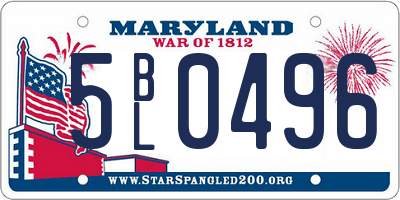 MD license plate 5BL0496