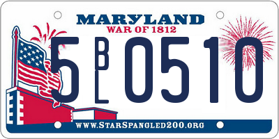 MD license plate 5BL0510