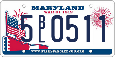 MD license plate 5BL0511