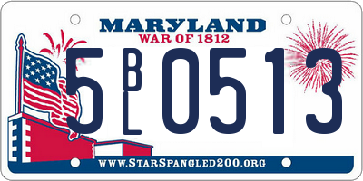 MD license plate 5BL0513
