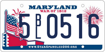 MD license plate 5BL0516