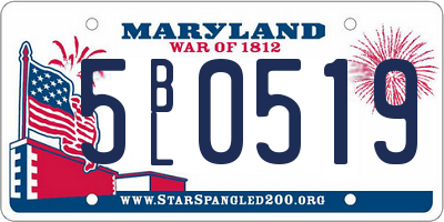 MD license plate 5BL0519