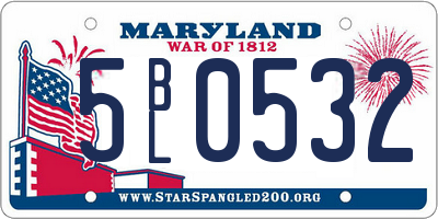 MD license plate 5BL0532