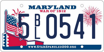 MD license plate 5BL0541