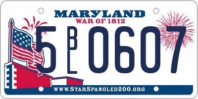 MD license plate 5BL0607