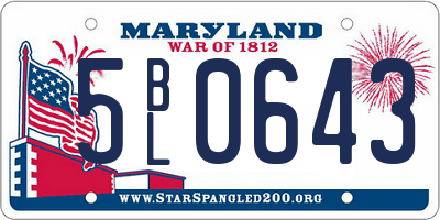 MD license plate 5BL0643